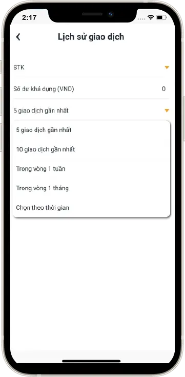 Bước 3: Chọn giao dịch muốn kiểm tra